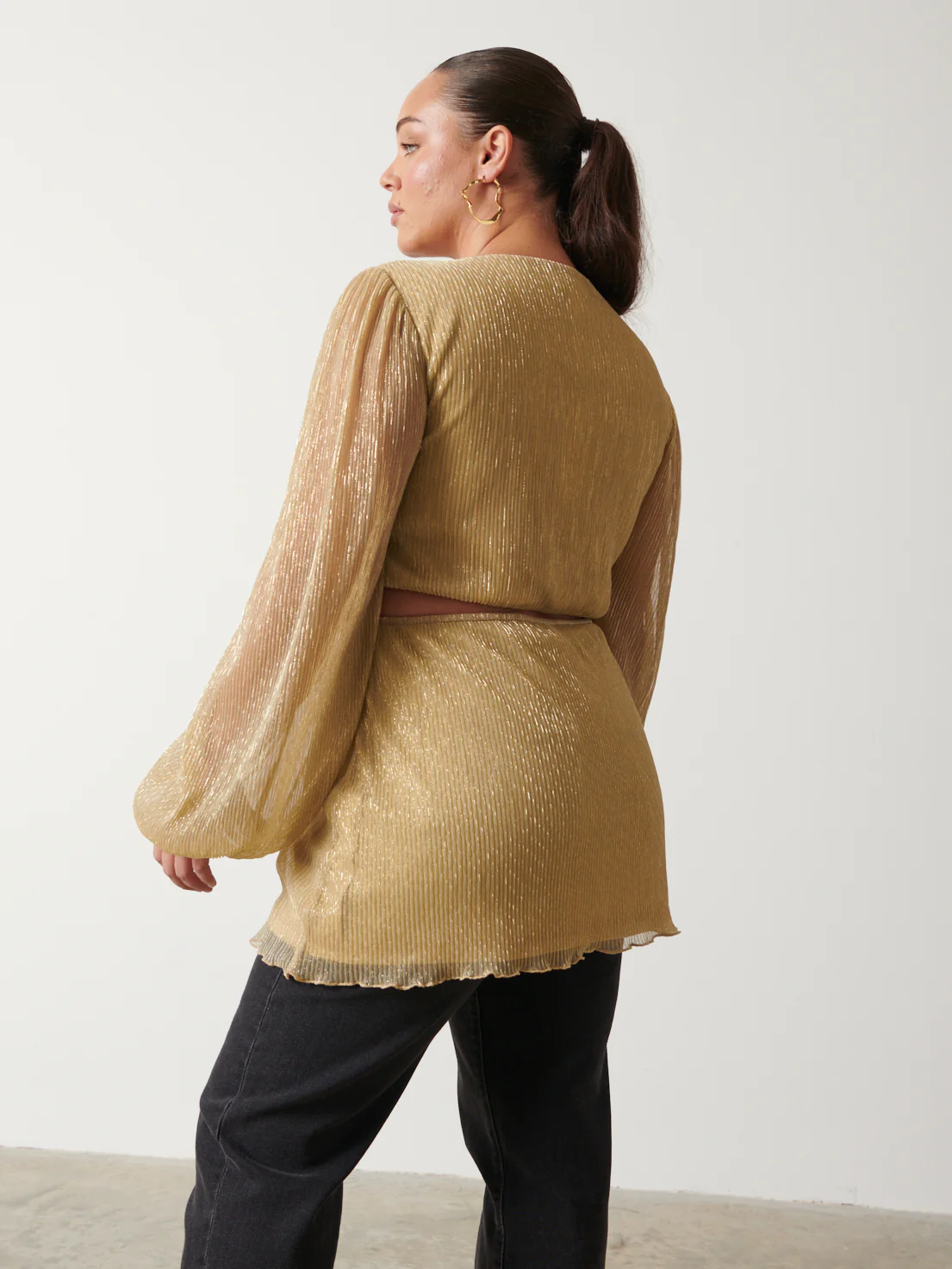 Josie Metallic Blouse Curve - Metallic Gold - Image 3
