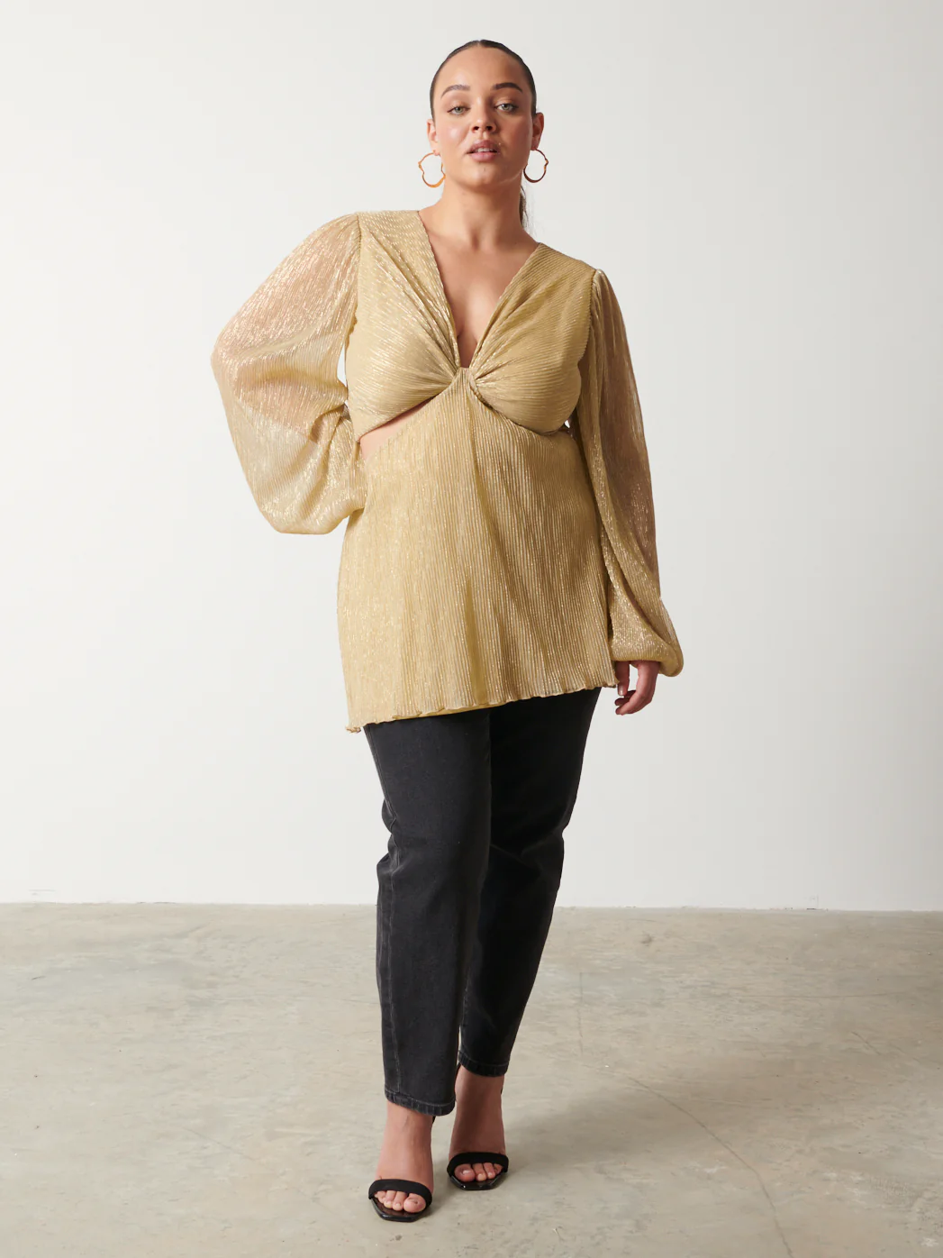 Josie Metallic Blouse Curve - Metallic Gold - Image 4