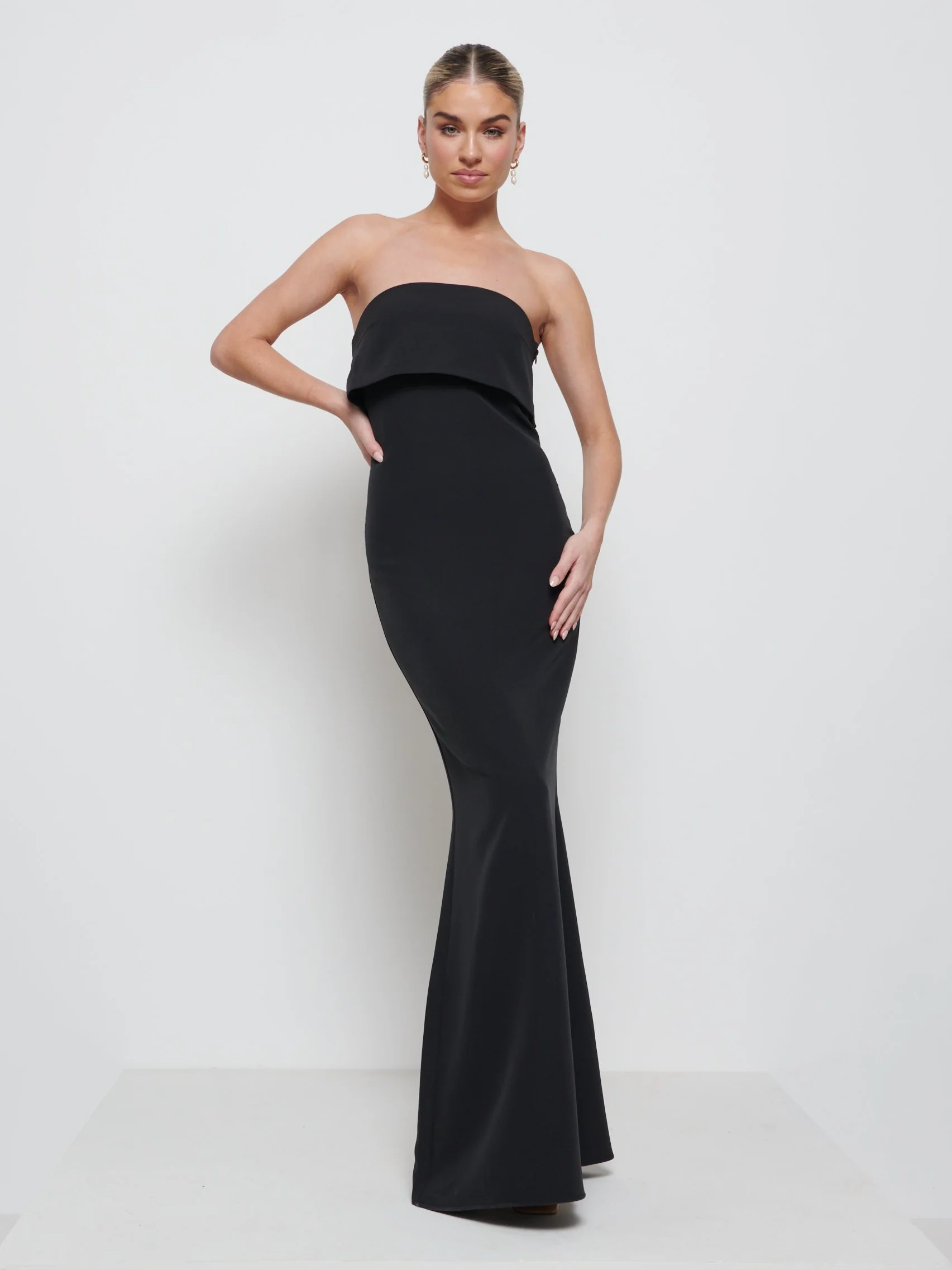 Julia Crepe Maxi Bridesmaid Dress - Black