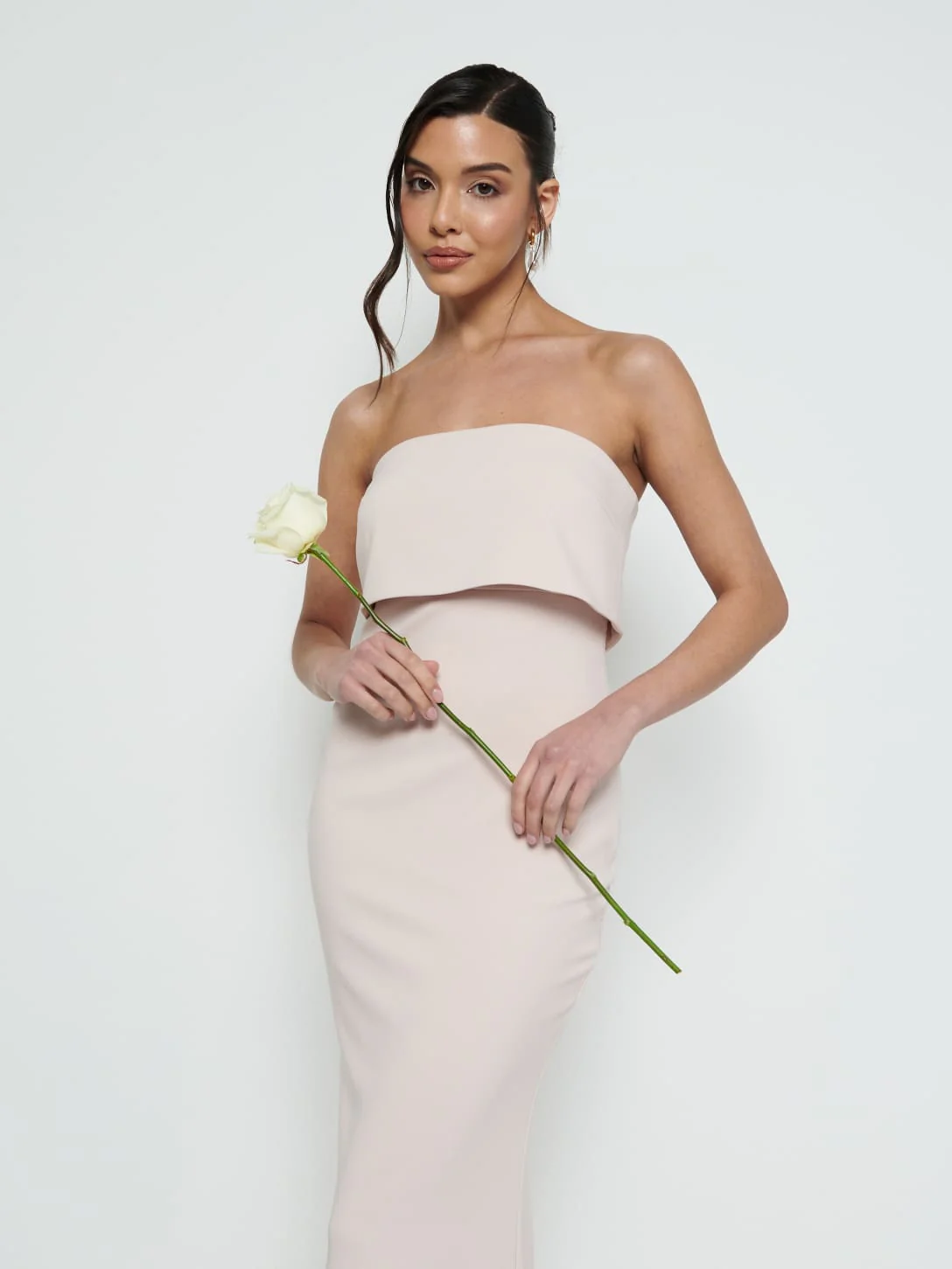 Julia Strapless Crepe Maxi Bridesmaid Dress - Blush - Image 2