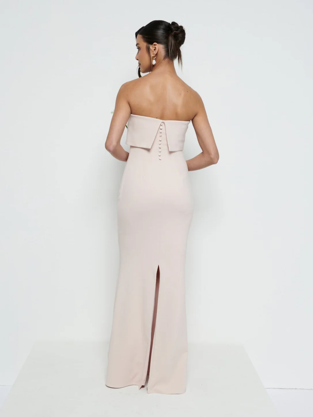 Julia Strapless Crepe Maxi Bridesmaid Dress - Blush - Image 4
