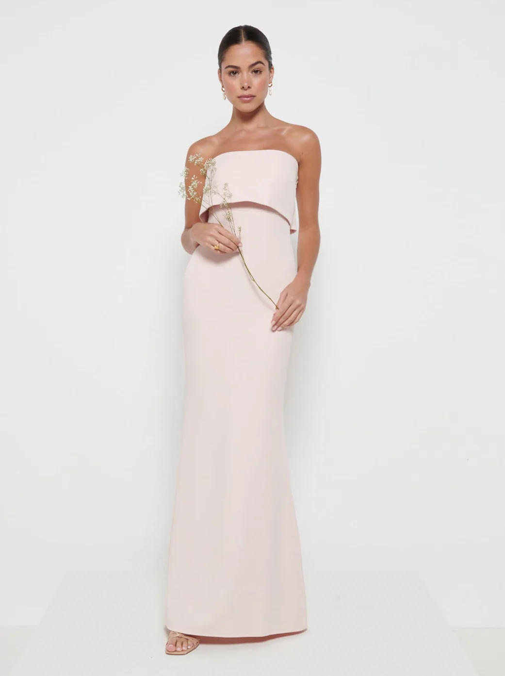 Julia Crepe Maxi Bridesmaid Dress - Blush