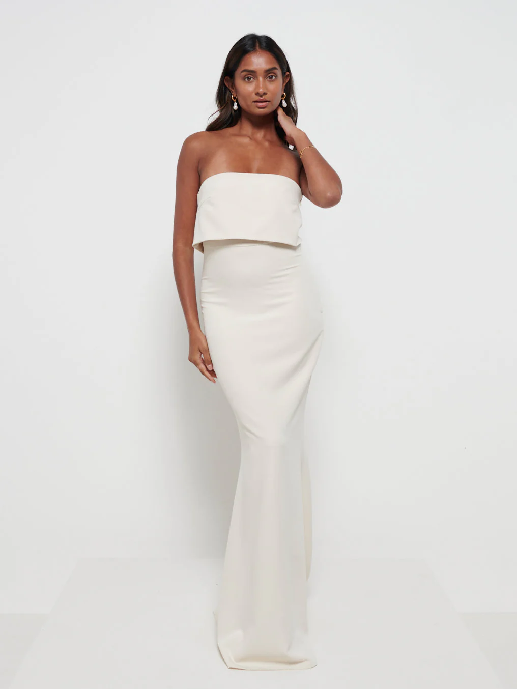 Julia Crepe Maxi Bridesmaid Dress - Champagne