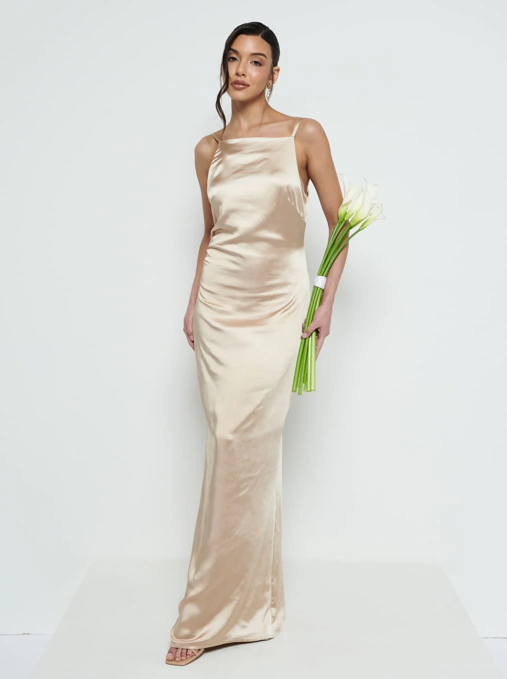 June Satin Maxi Bridesmaid Dress - Bronze