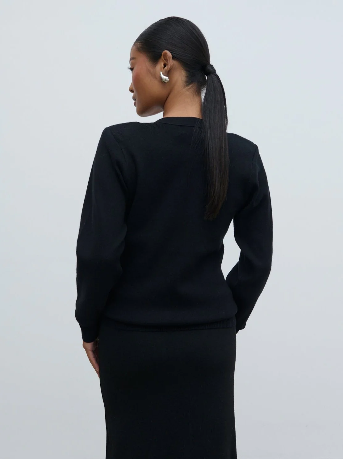 Justine Rib Knit Cardigan - Black - Image 4