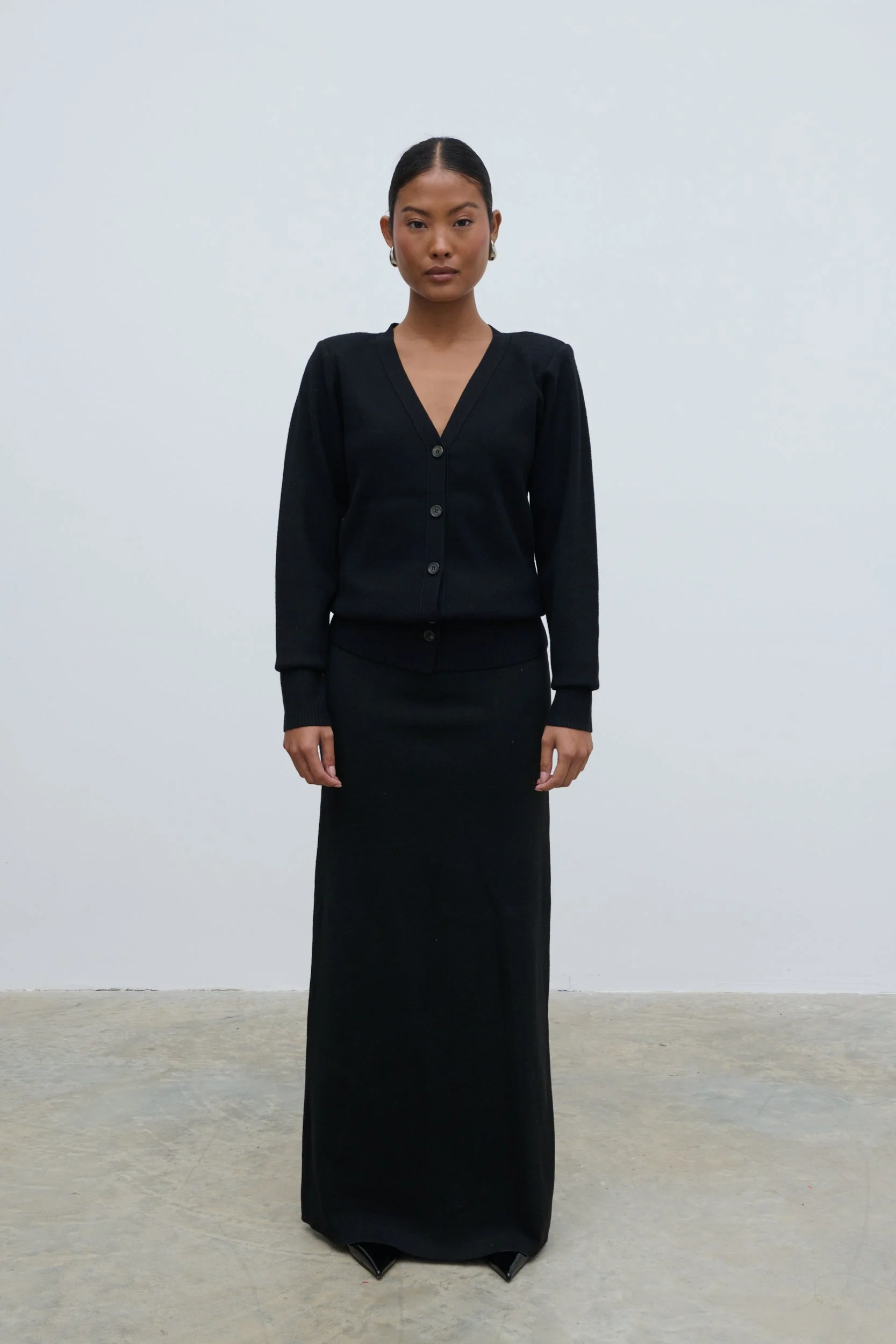 Justine Rib Knit Cardigan - Black - Image 5