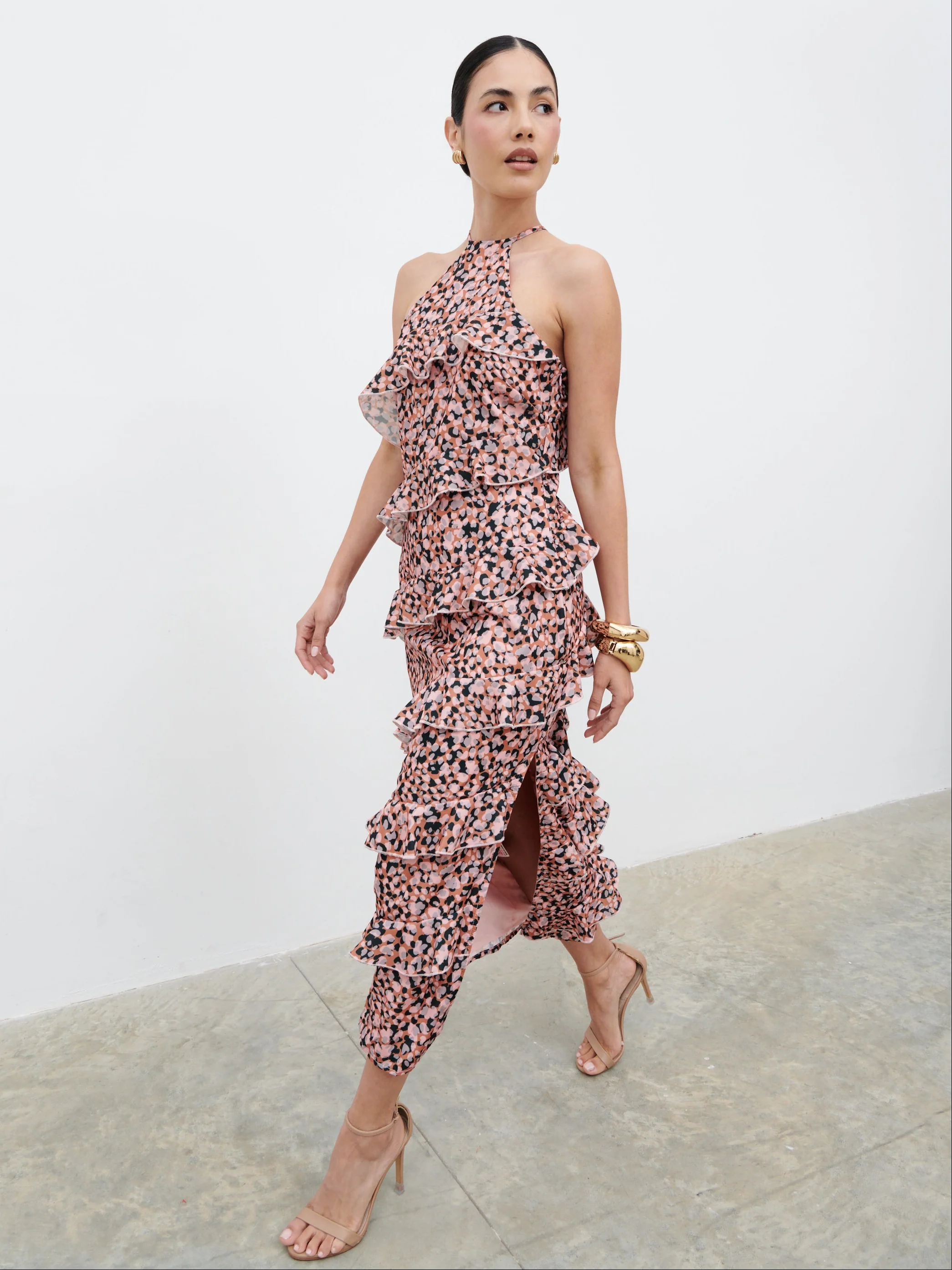 Katy Ruffle Midaxi Dress - Abstract Spot - Image 3
