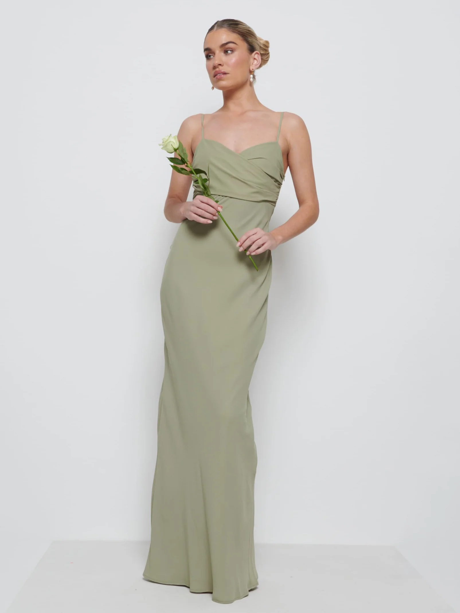 Kehlani Twist Cami Bridesmaid Dress - Olive