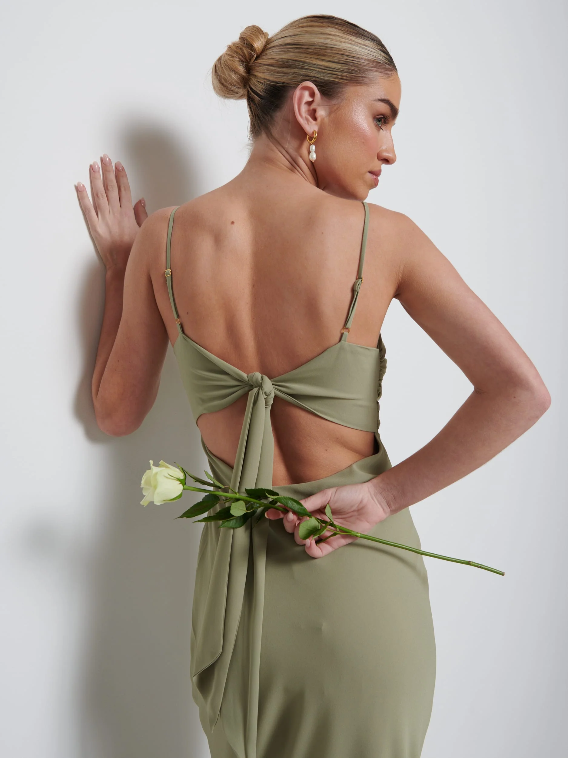 Kehlani Twist Cami Bridesmaid Dress - Olive - Image 2