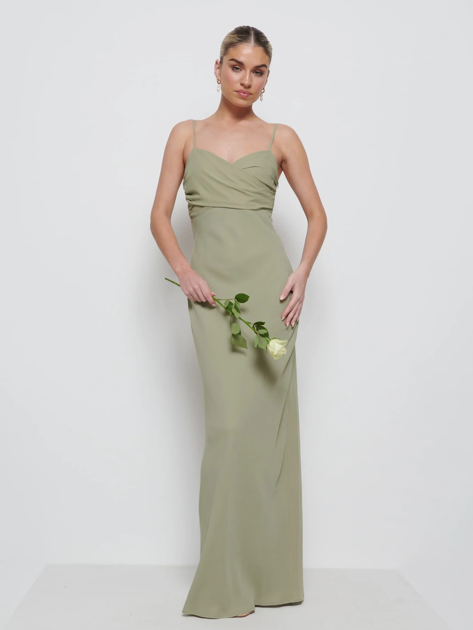 Kehlani Twist Cami Bridesmaid Dress - Olive - Image 4