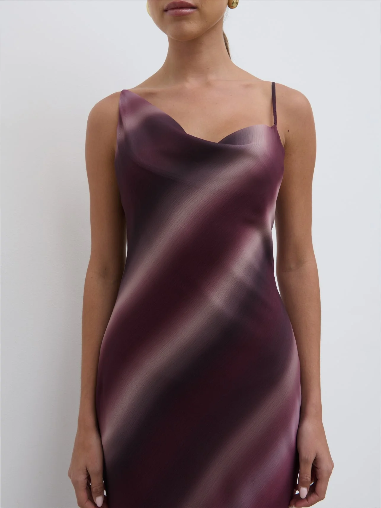 Keisha Asymmetric Cowl Maxi Dress - Wine Ombre - Image 4