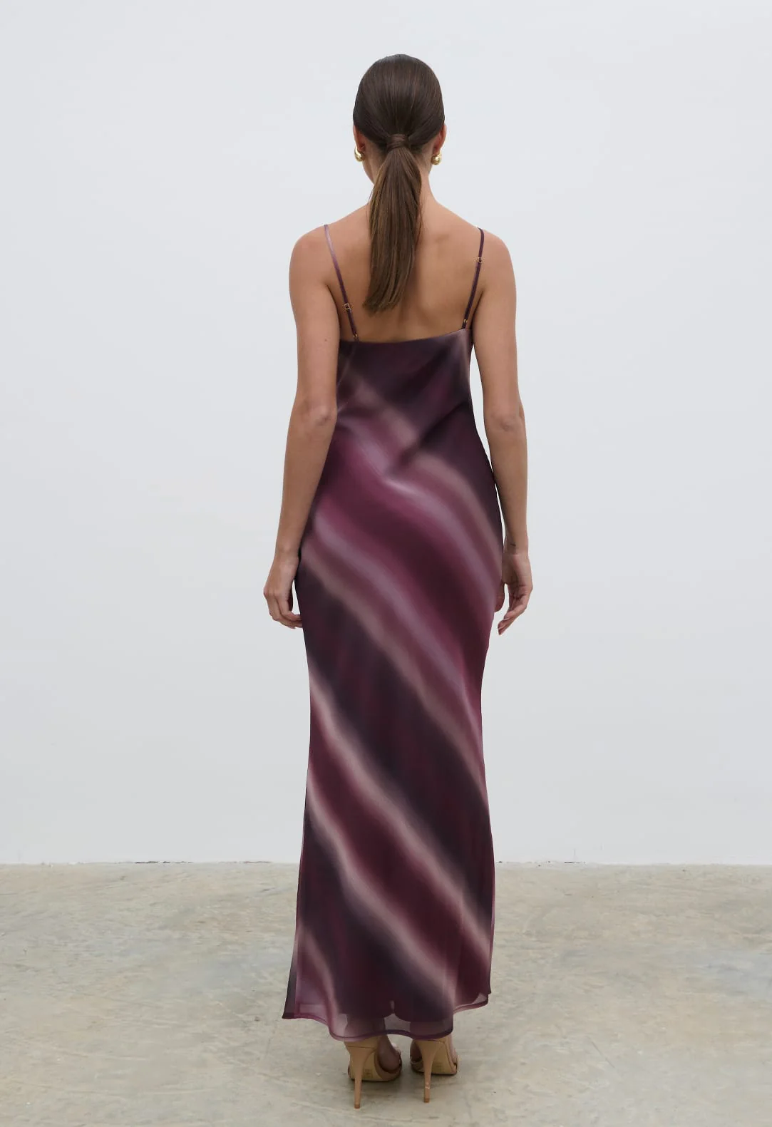 Keisha Asymmetric Cowl Maxi Dress - Wine Ombre - Image 6