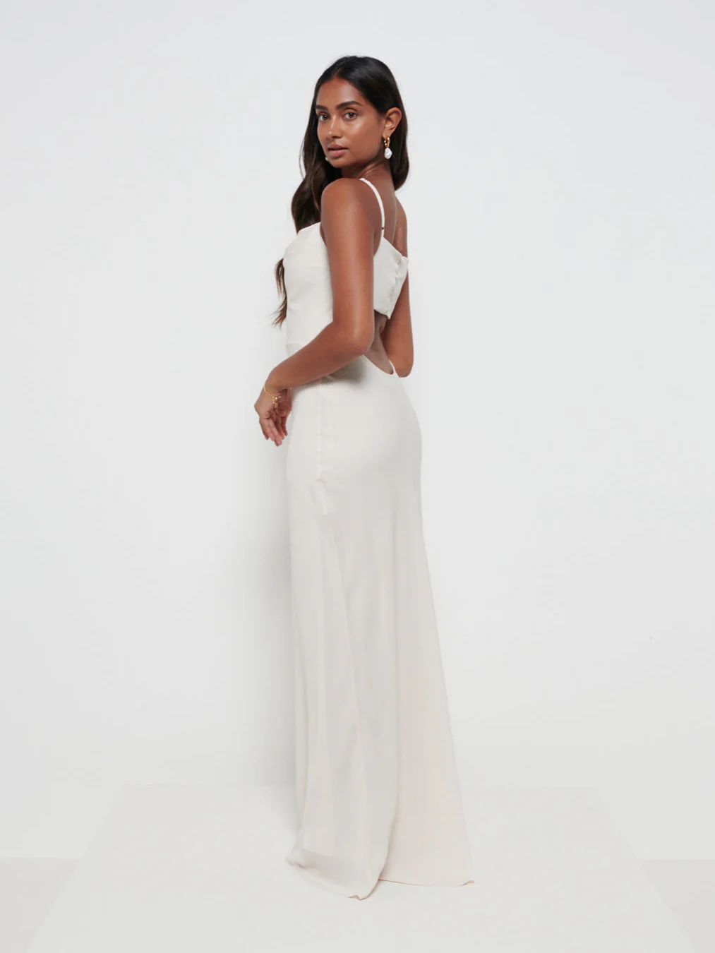 Keisha Chiffon Maxi Bridesmaid Dress - Champagne - Image 3