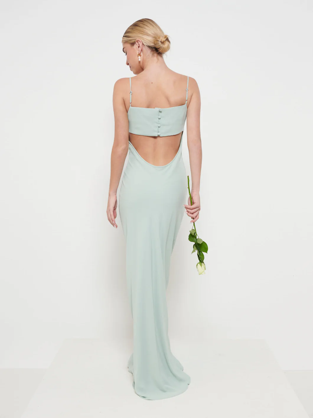 Keisha Chiffon Maxi Bridesmaid Dress - Sage - Image 2