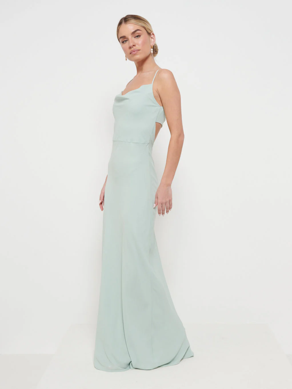 Keisha Chiffon Maxi Bridesmaid Dress - Sage - Image 3