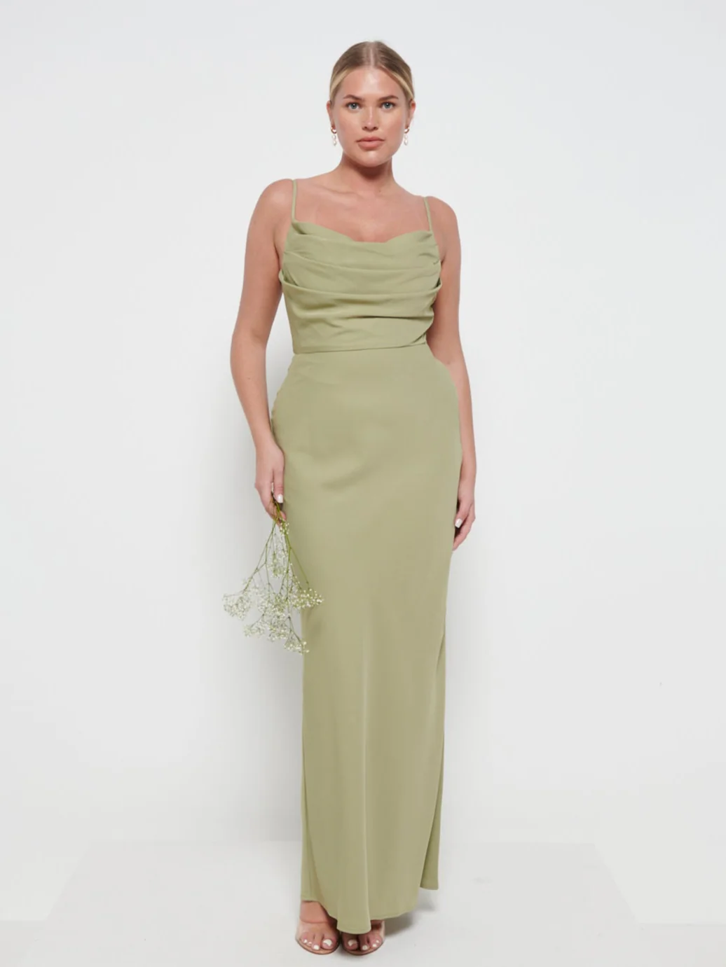 Keisha Cowl Neck Maxi Bridesmaid Dress - Olive