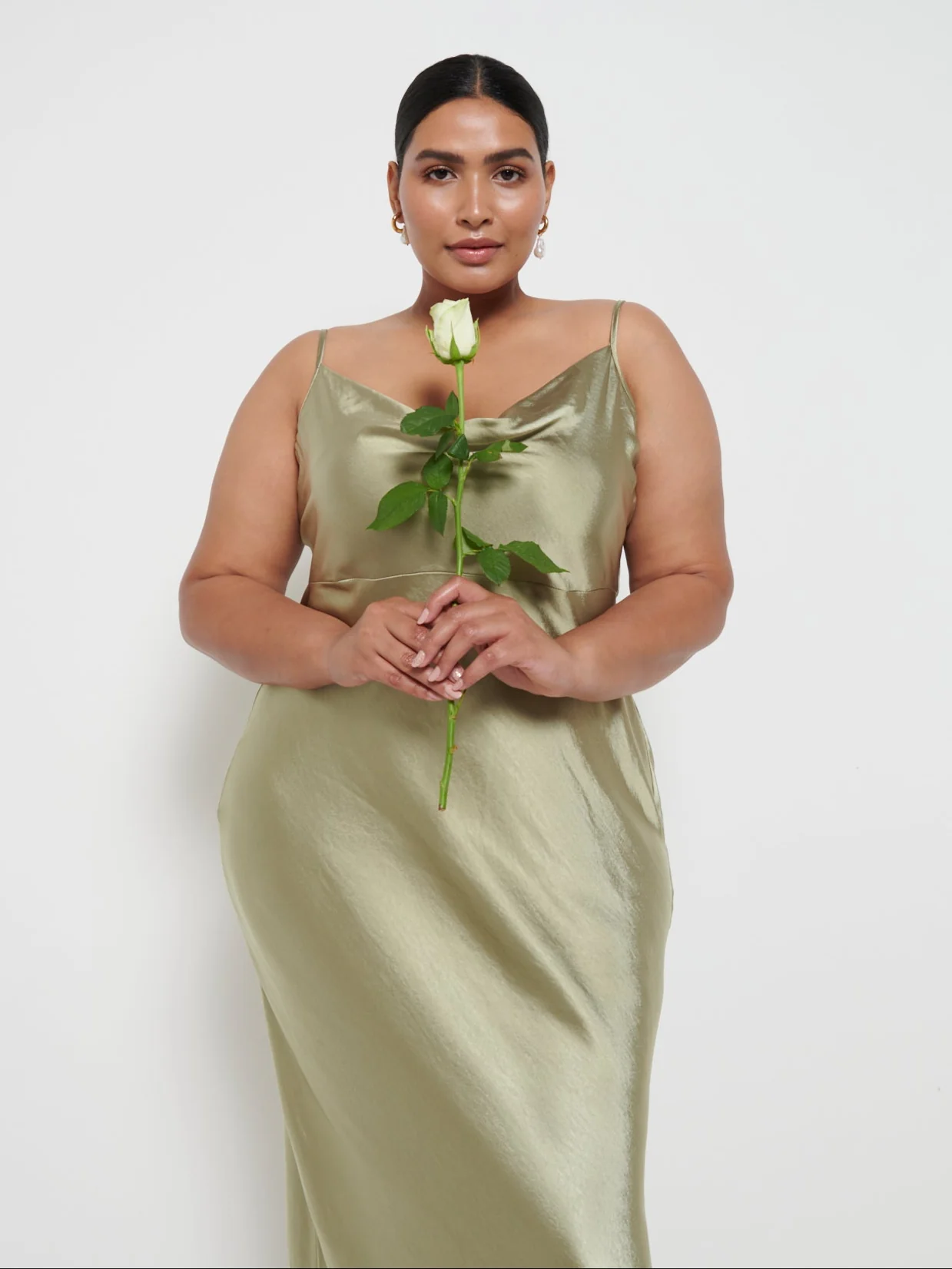 Keisha Maxi Bridesmaid Dress Curve - Matte Olive - Image 2