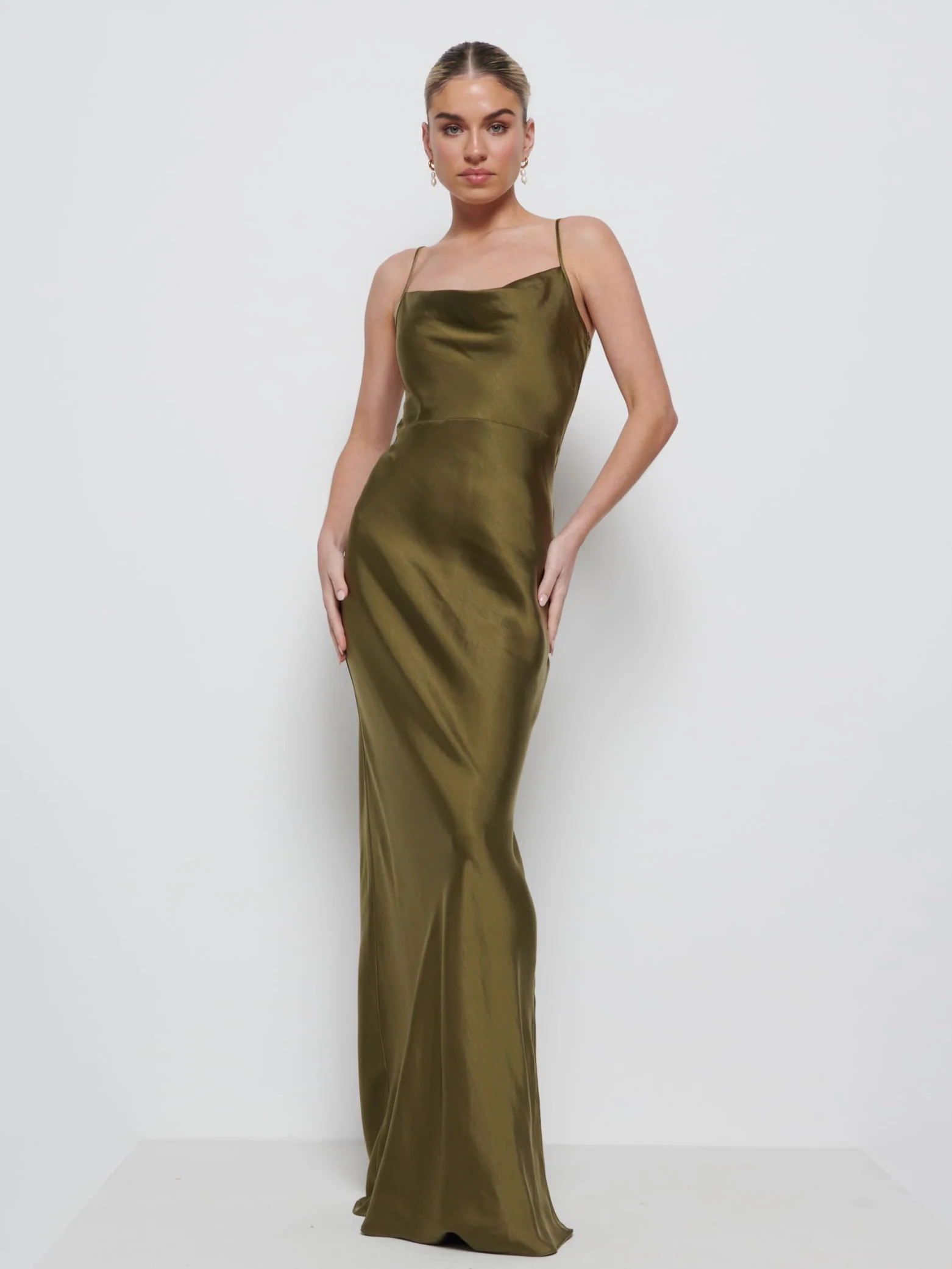 Keisha Maxi Bridesmaid Dress - Matte Military Olive - Image 4
