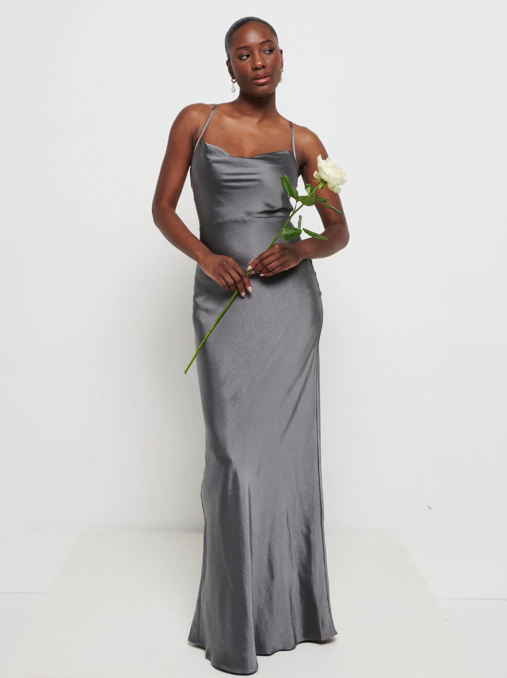 Keisha Maxi Bridesmaid Dress - Matte Slate Grey