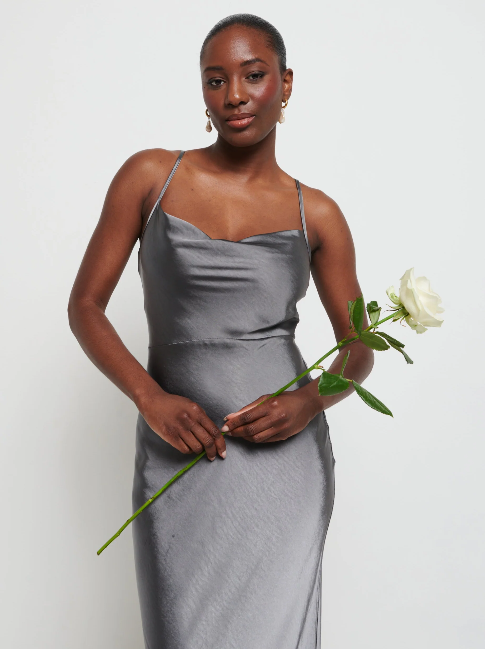 Keisha Maxi Bridesmaid Dress - Matte Slate Grey - Image 2