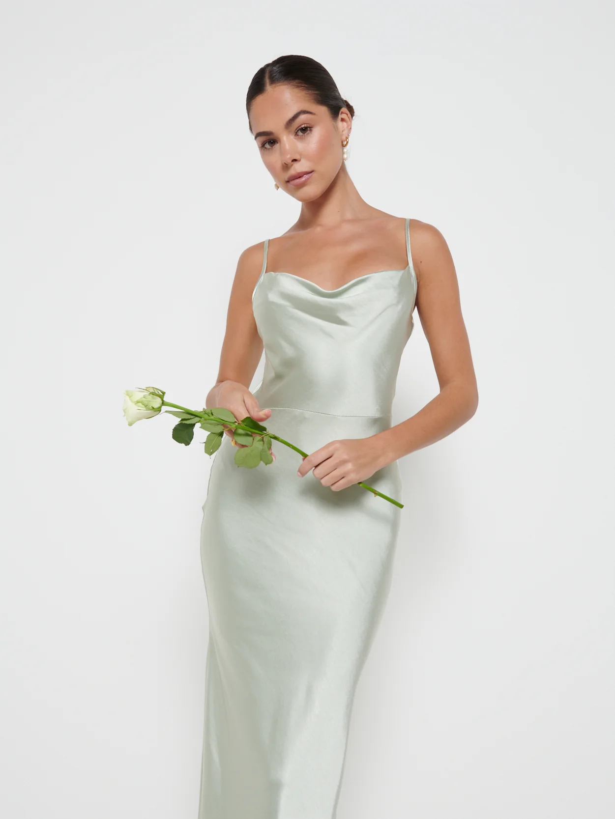 Keisha Maxi Bridesmaid Dress - Matte Sage - Image 4