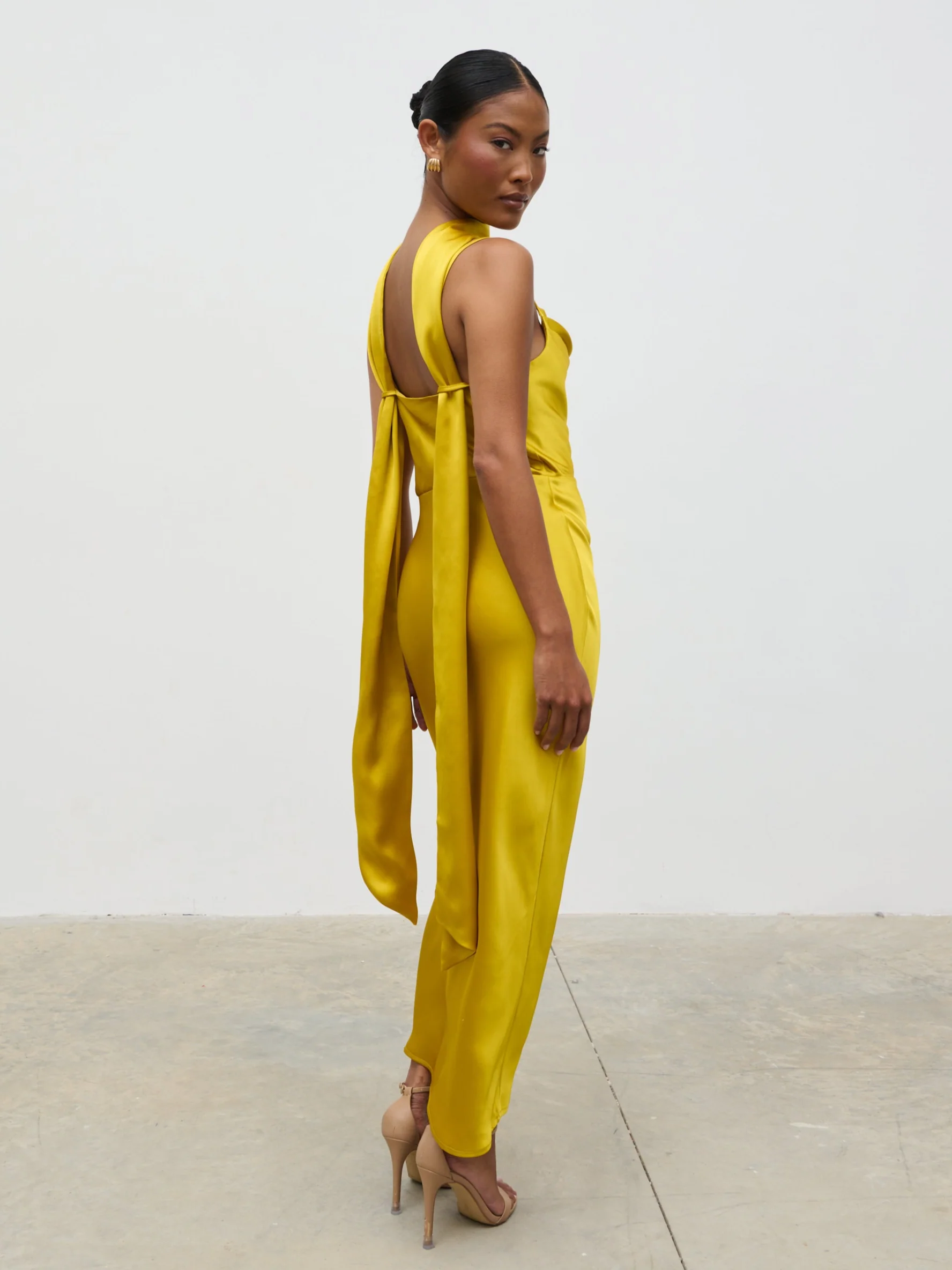 Keisha Scarf Midaxi Dress - Yellow Ochre - Image 2