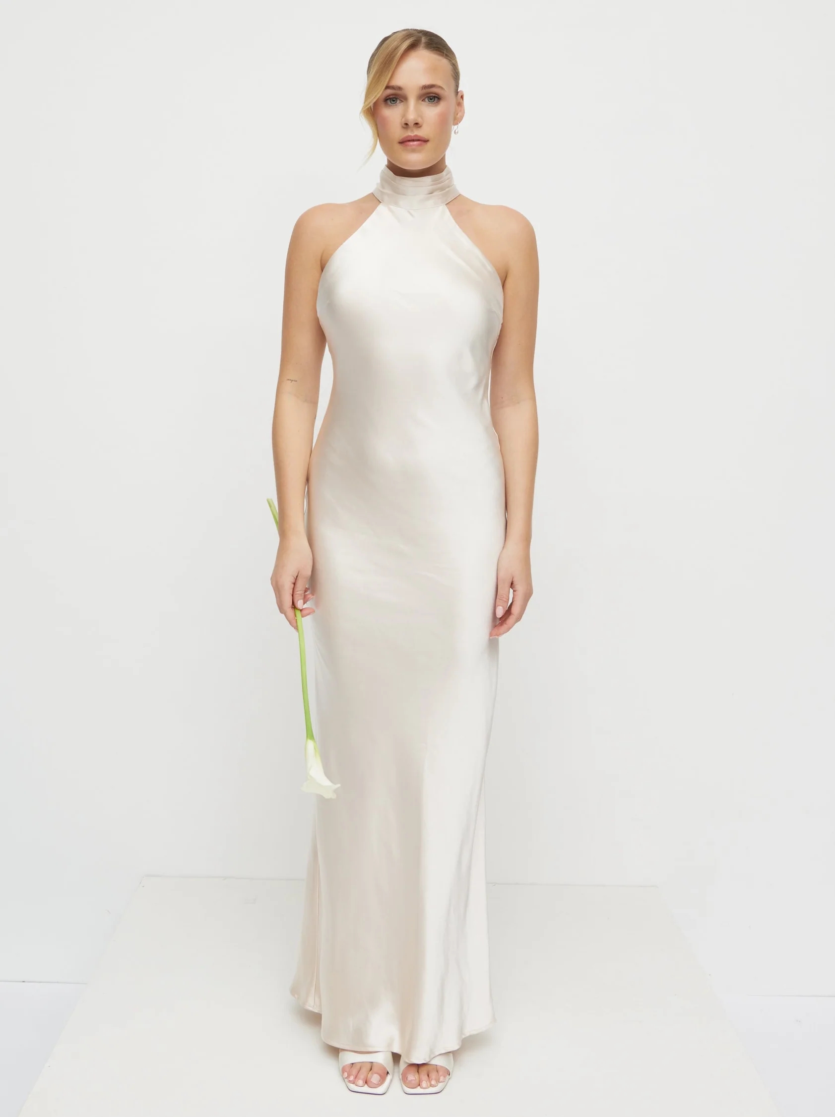 Kiara Satin Maxi Dress - Champagne