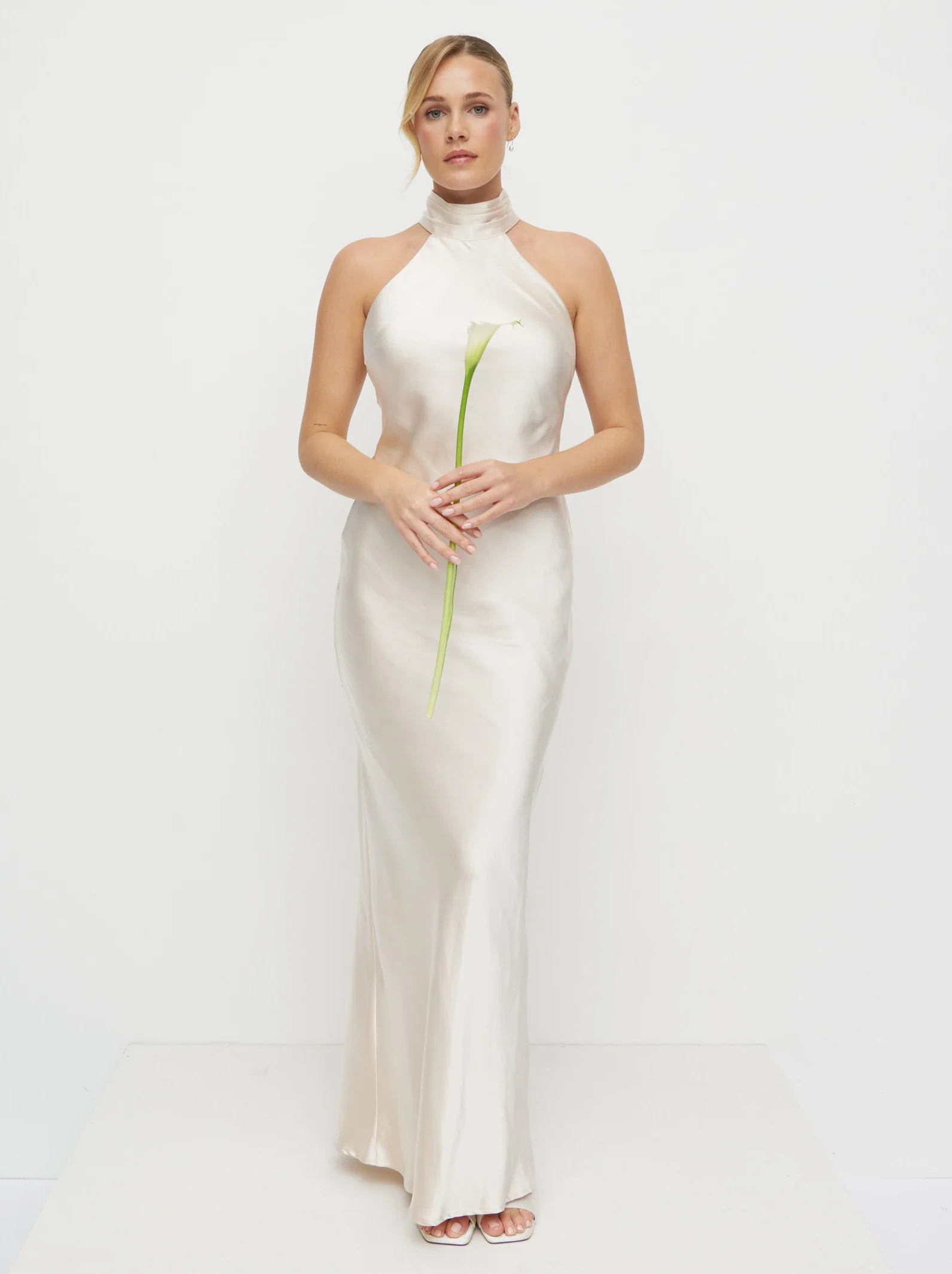 Kiara Satin Maxi Dress - Champagne - Image 4
