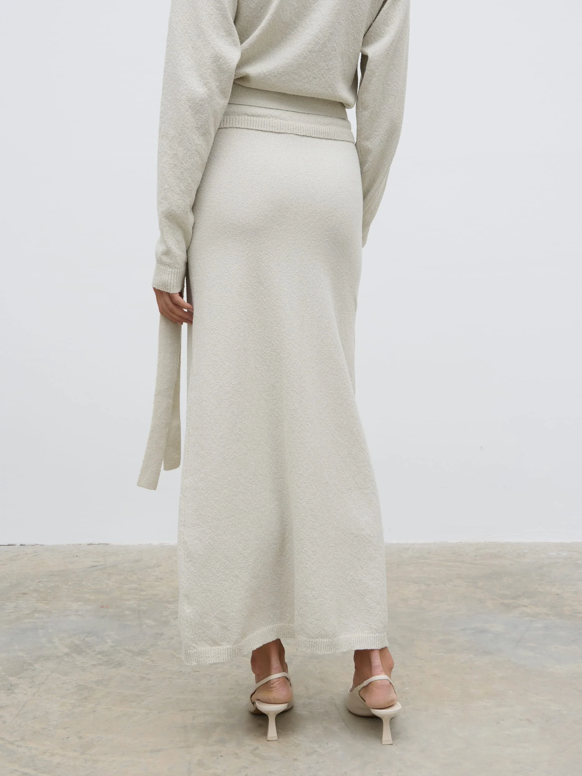 Laney Boucle Knit Midaxi Skirt - Pale Stone - Image 4