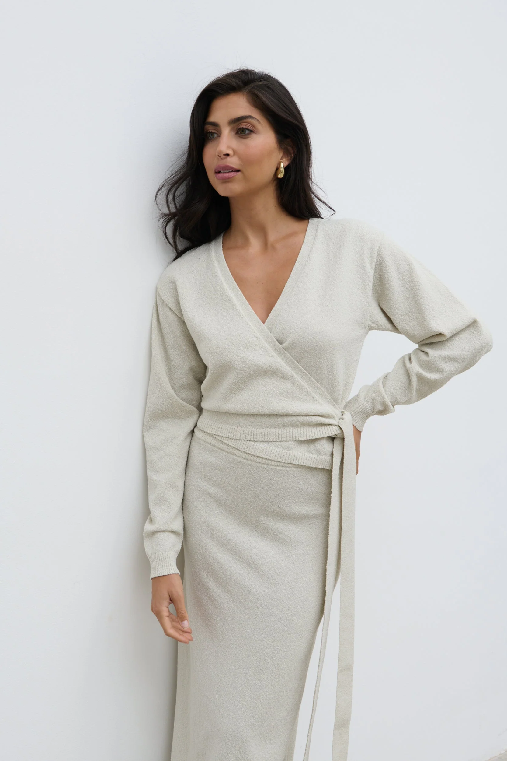Laney Boucle Knit Midaxi Skirt - Pale Stone - Image 5
