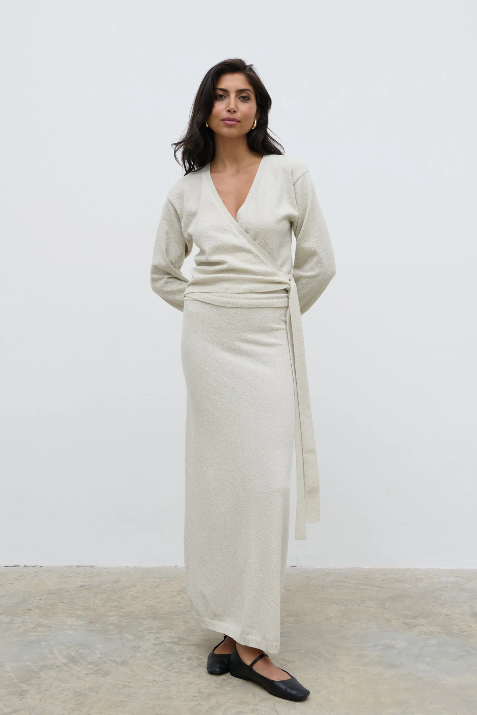 Laney Boucle Knit Midaxi Skirt - Pale Stone - Image 7