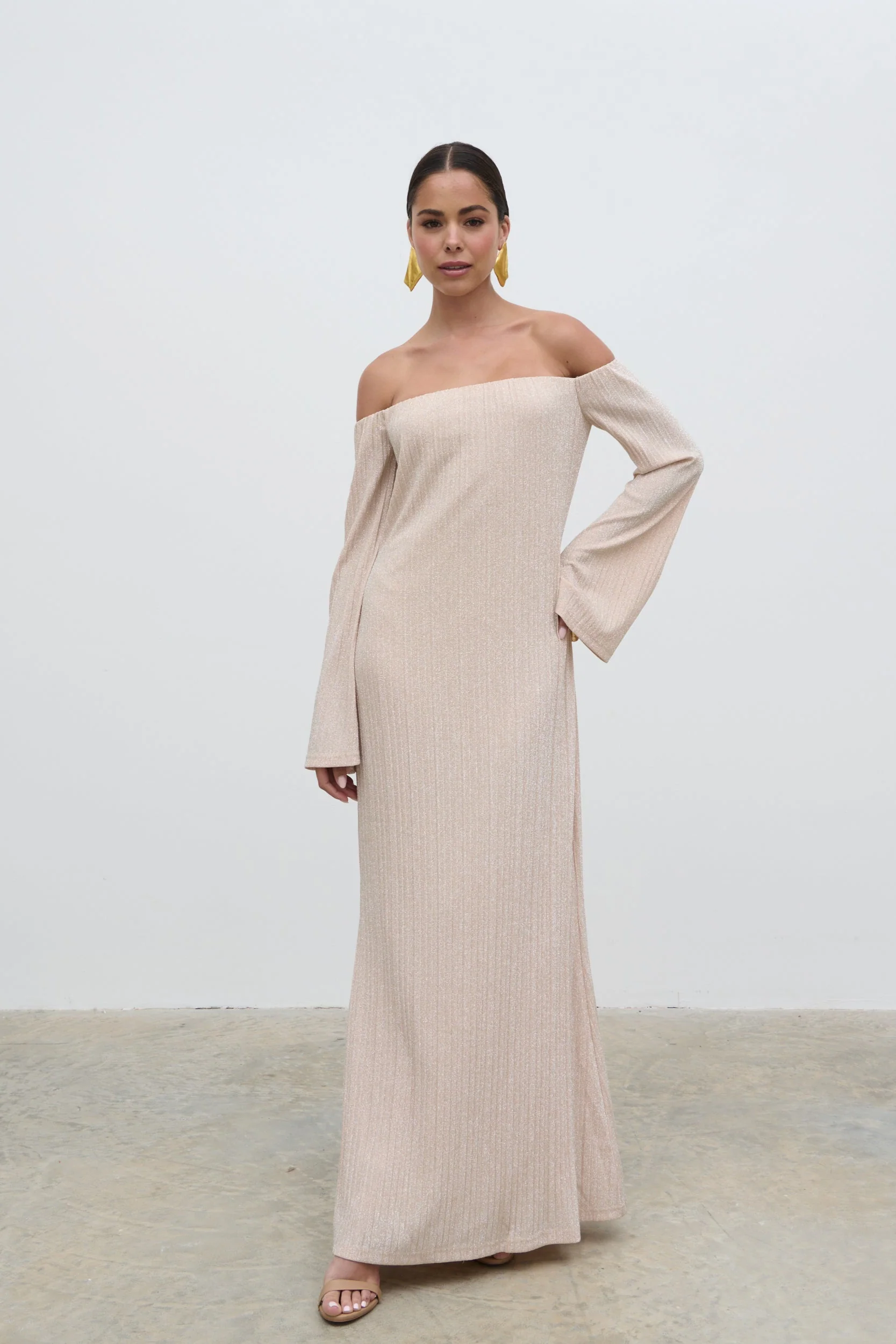 Layla Metallic Plisse Maxi Dress - Gold - Image 3