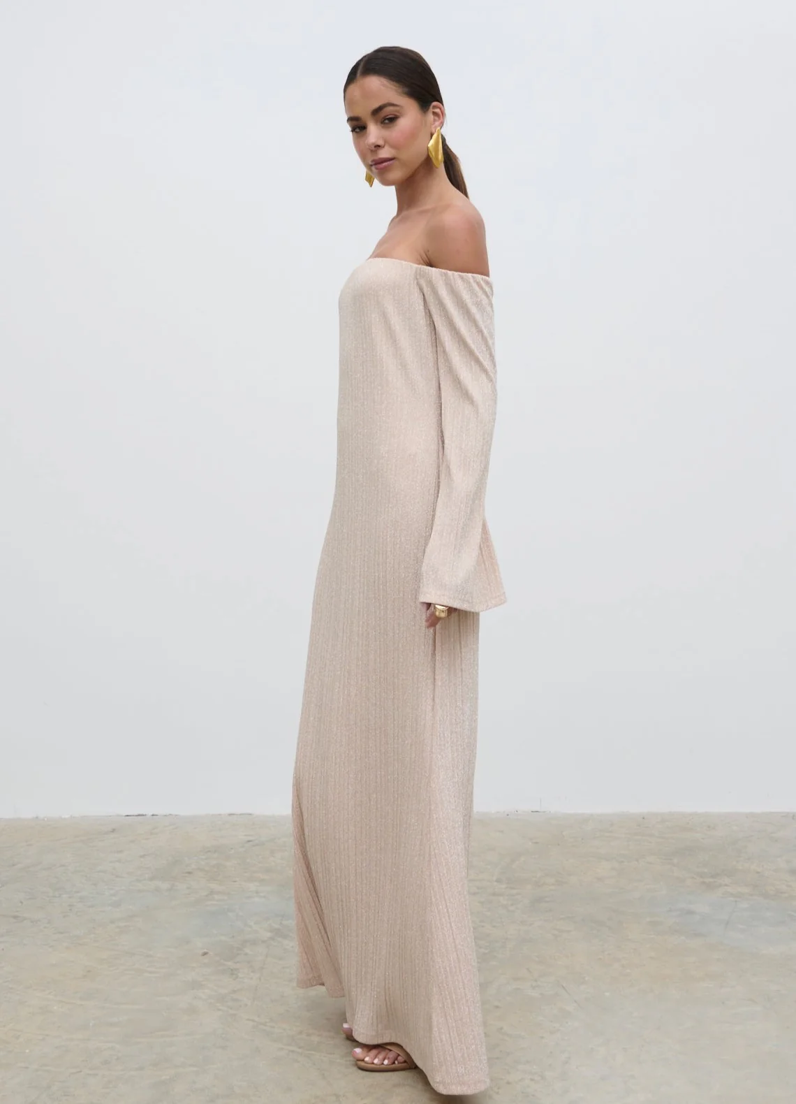 Layla Metallic Plisse Maxi Dress - Gold - Image 4