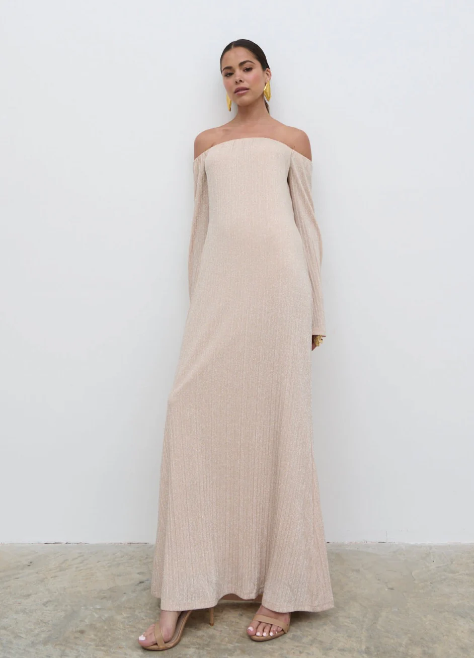Layla Metallic Plisse Maxi Dress - Gold - Image 6