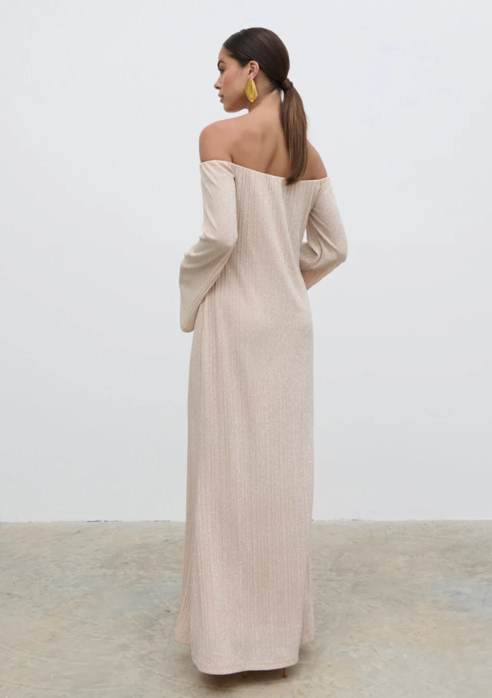 Layla Metallic Plisse Maxi Dress - Gold - Image 7
