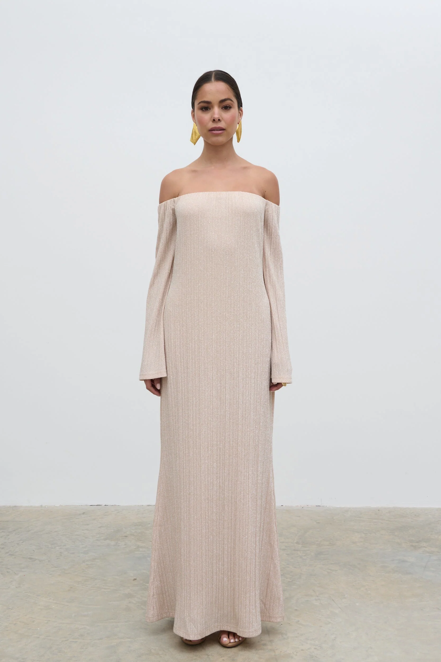 Layla Metallic Plisse Maxi Dress - Gold - Image 8