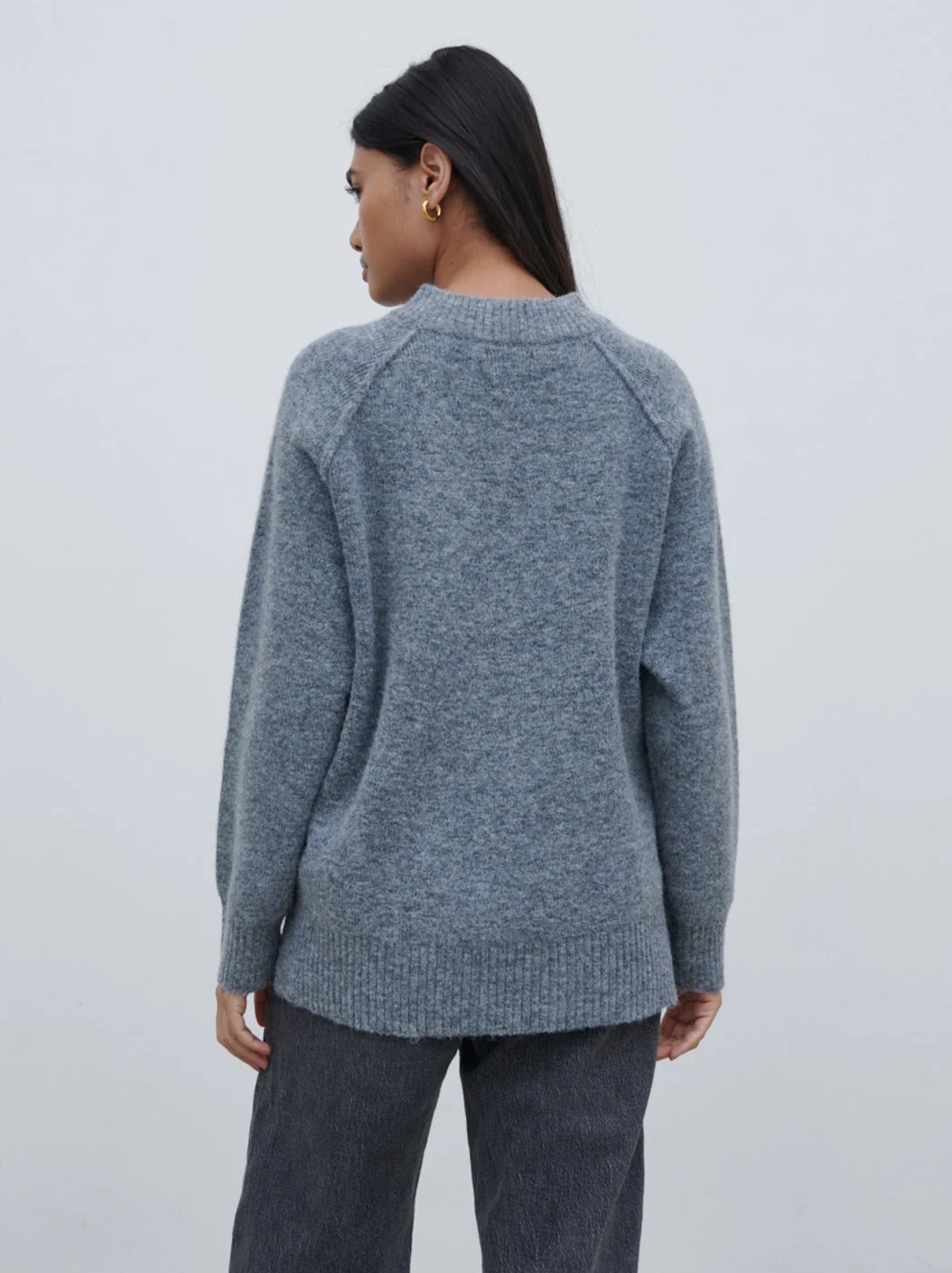 Liberty V Neck Seam Knit Jumper - Charcoal - Image 6