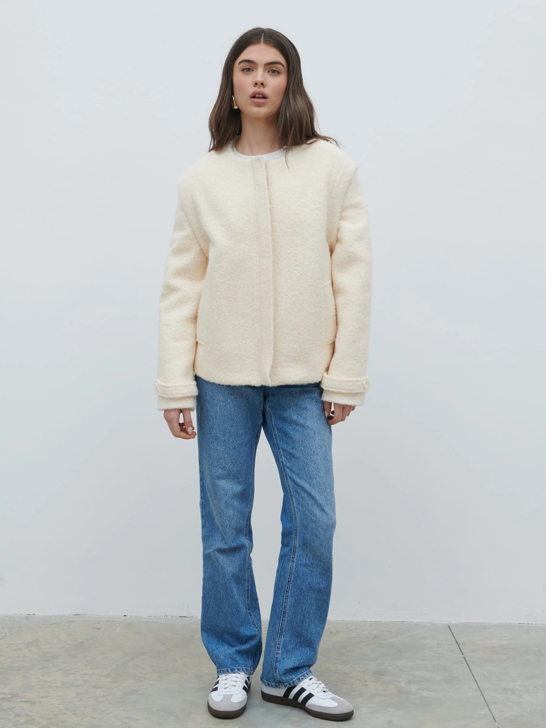 Lilia Cropped Boucle Jacket and Gilet - Cream - Image 5