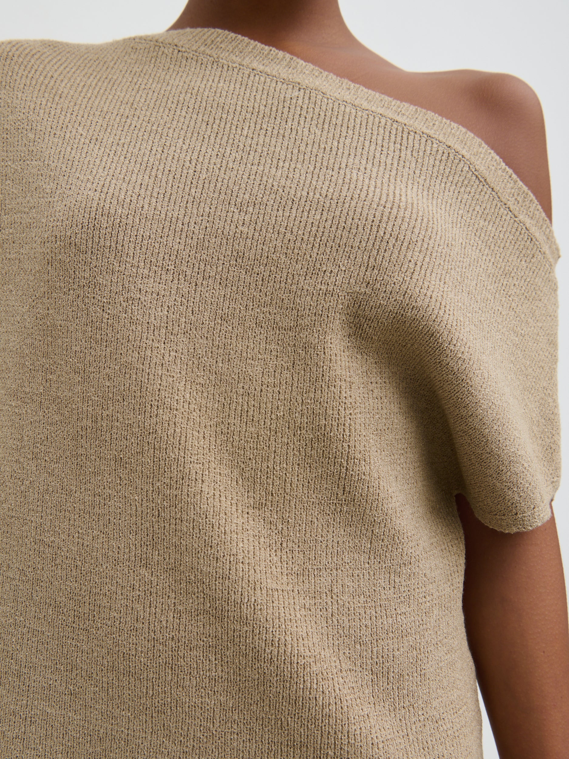 Lily Cold Shoulder Knit Top - Beige - Image 5