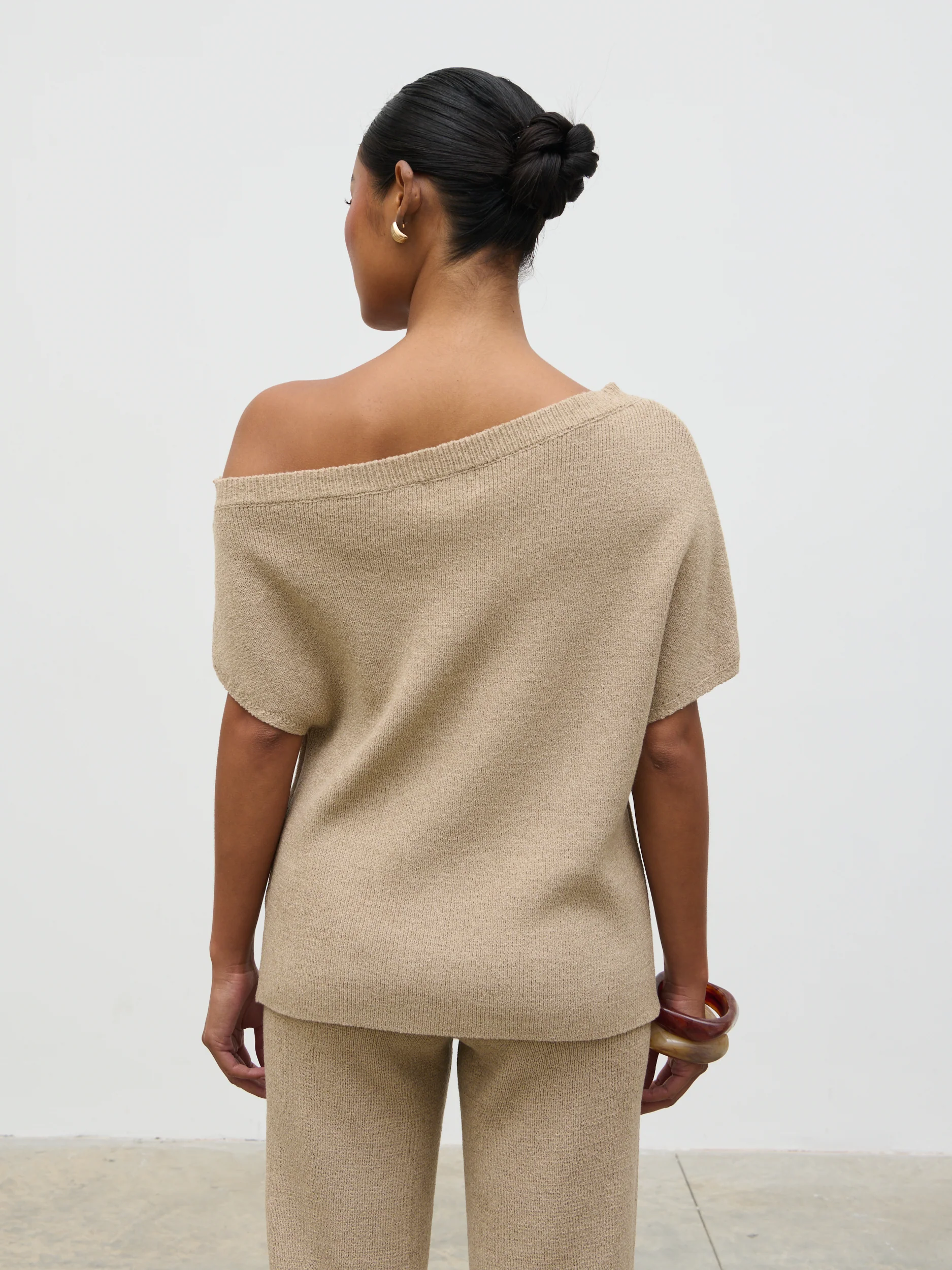 Lily Cold Shoulder Knit Top - Beige - Image 6