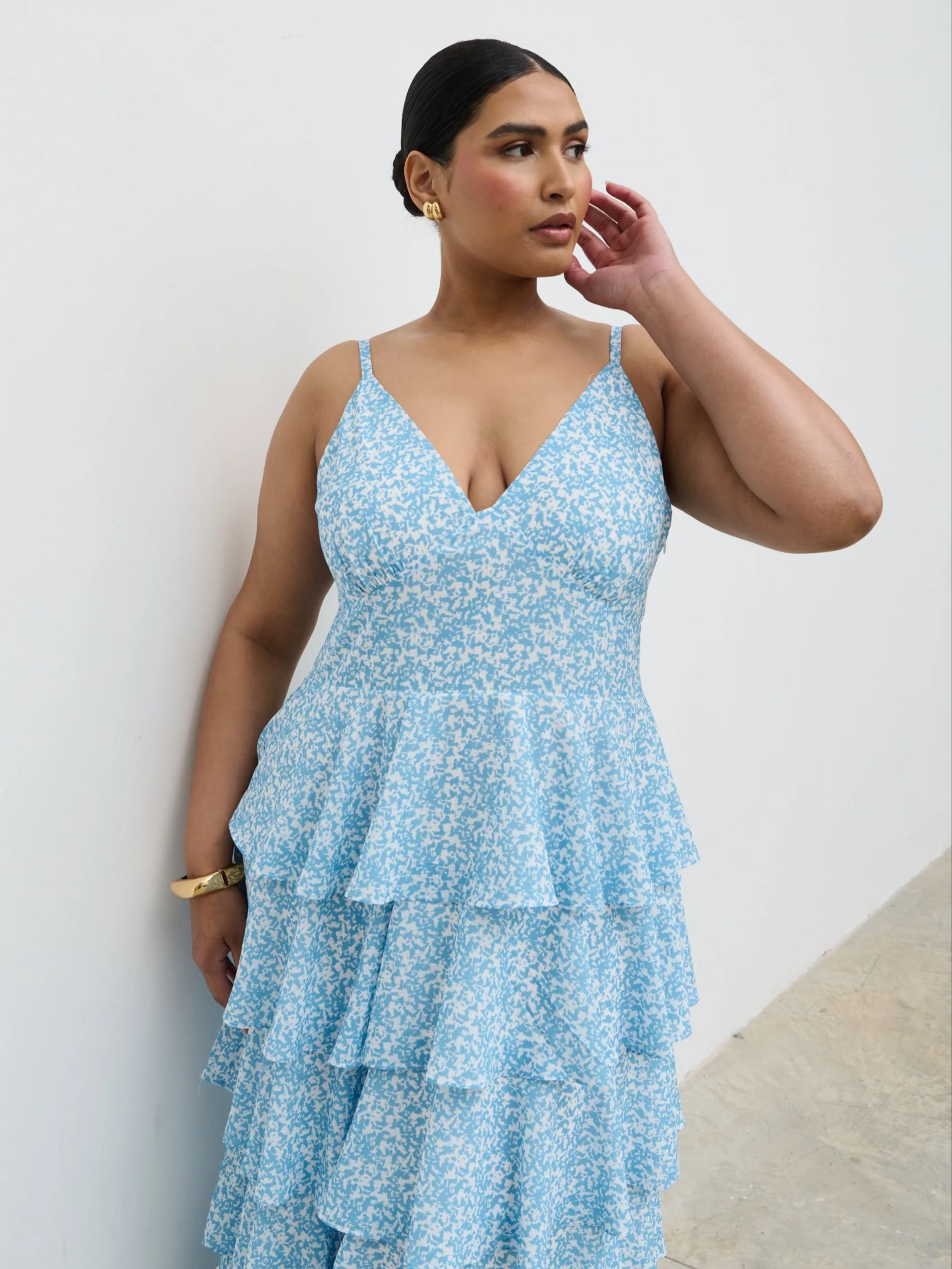Lissy Ruffle Midaxi Dress - Blue Abstract - Image 7