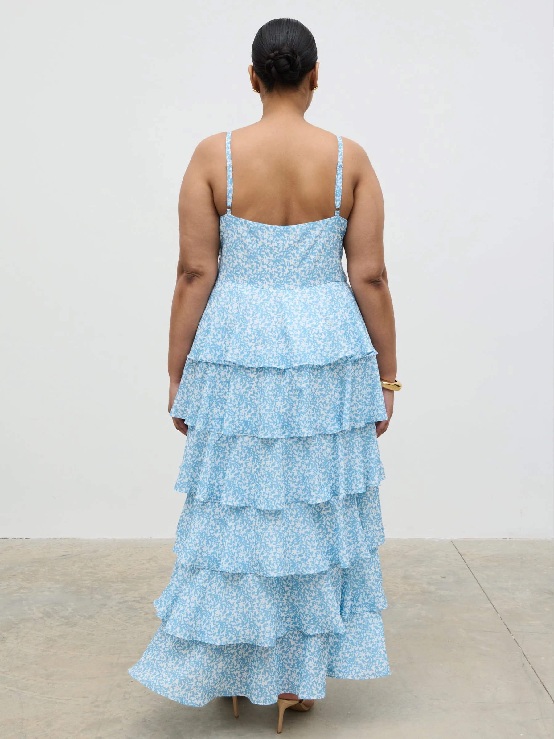 Lissy Ruffle Midaxi Dress - Blue Abstract - Image 9