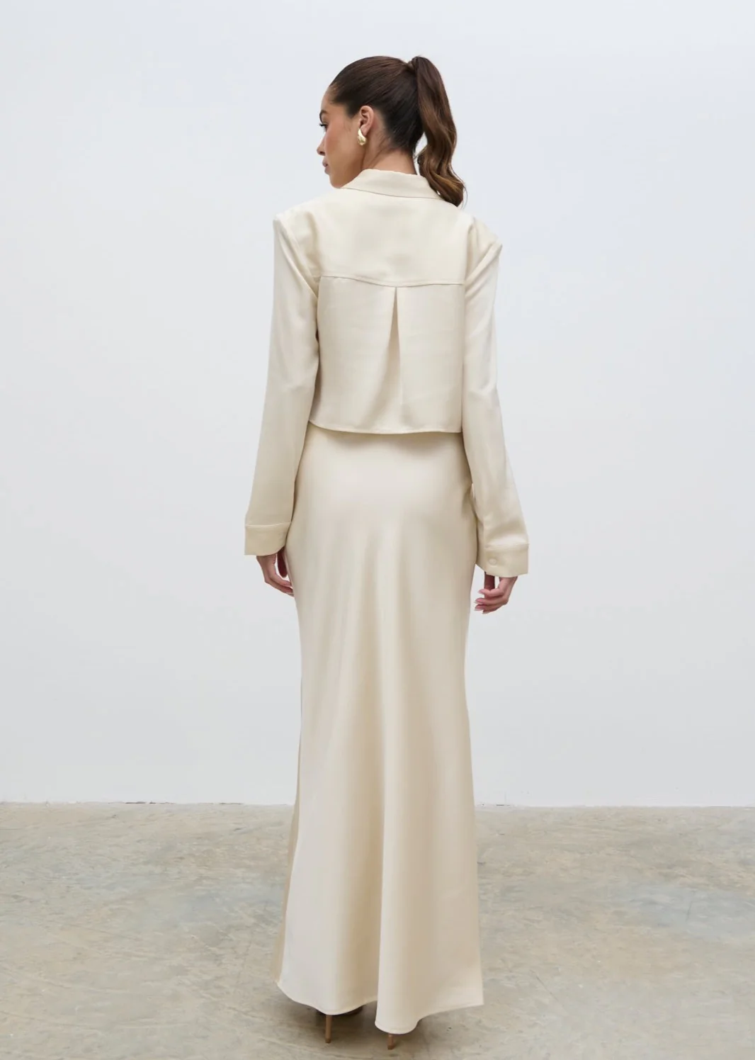 Lonnie Satin Boxy Shirt - Oyster - Image 6