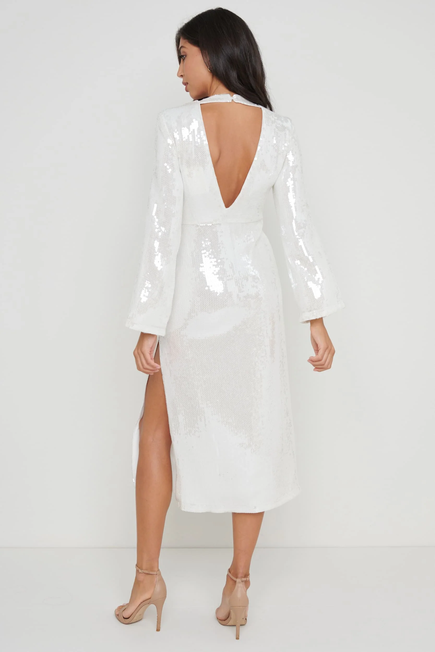 Lucia Sequin Dress - White - Image 5