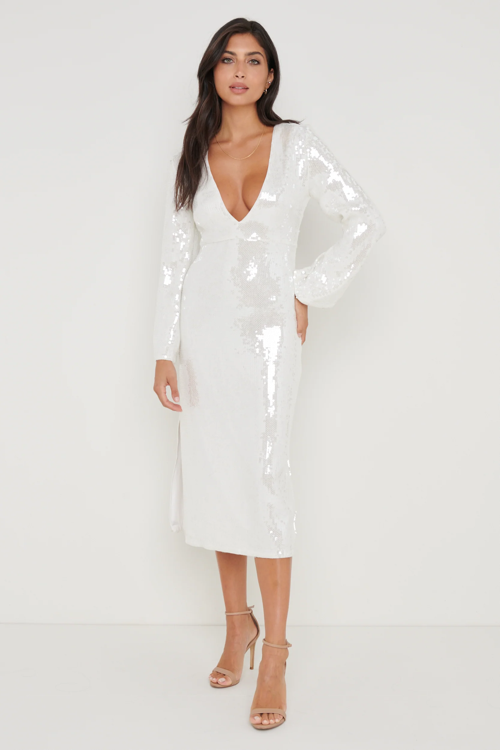Lucia Sequin Dress - White - Image 7
