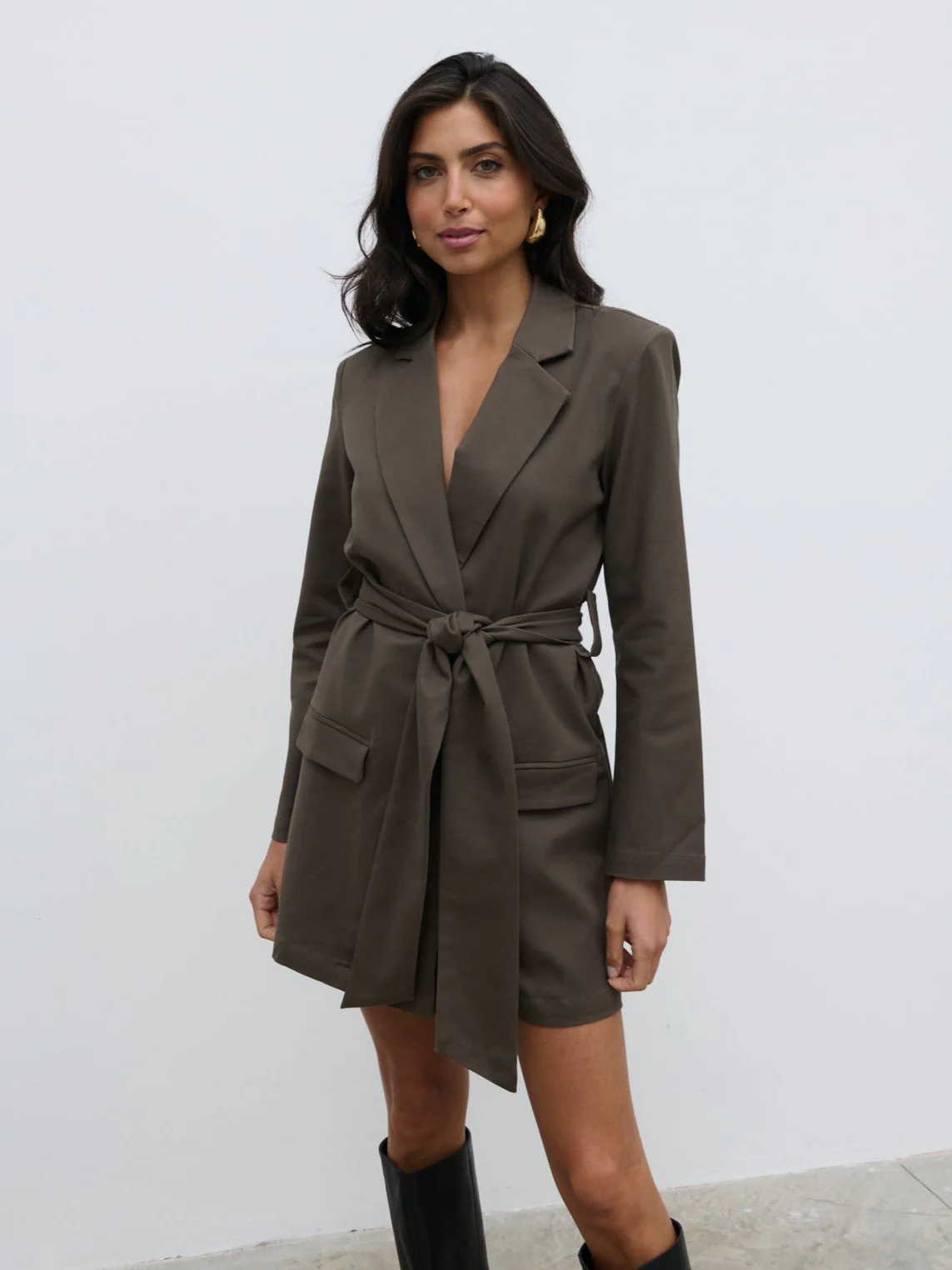 Lucian Oversized Blazer Mini Dress - Taupe - Image 3