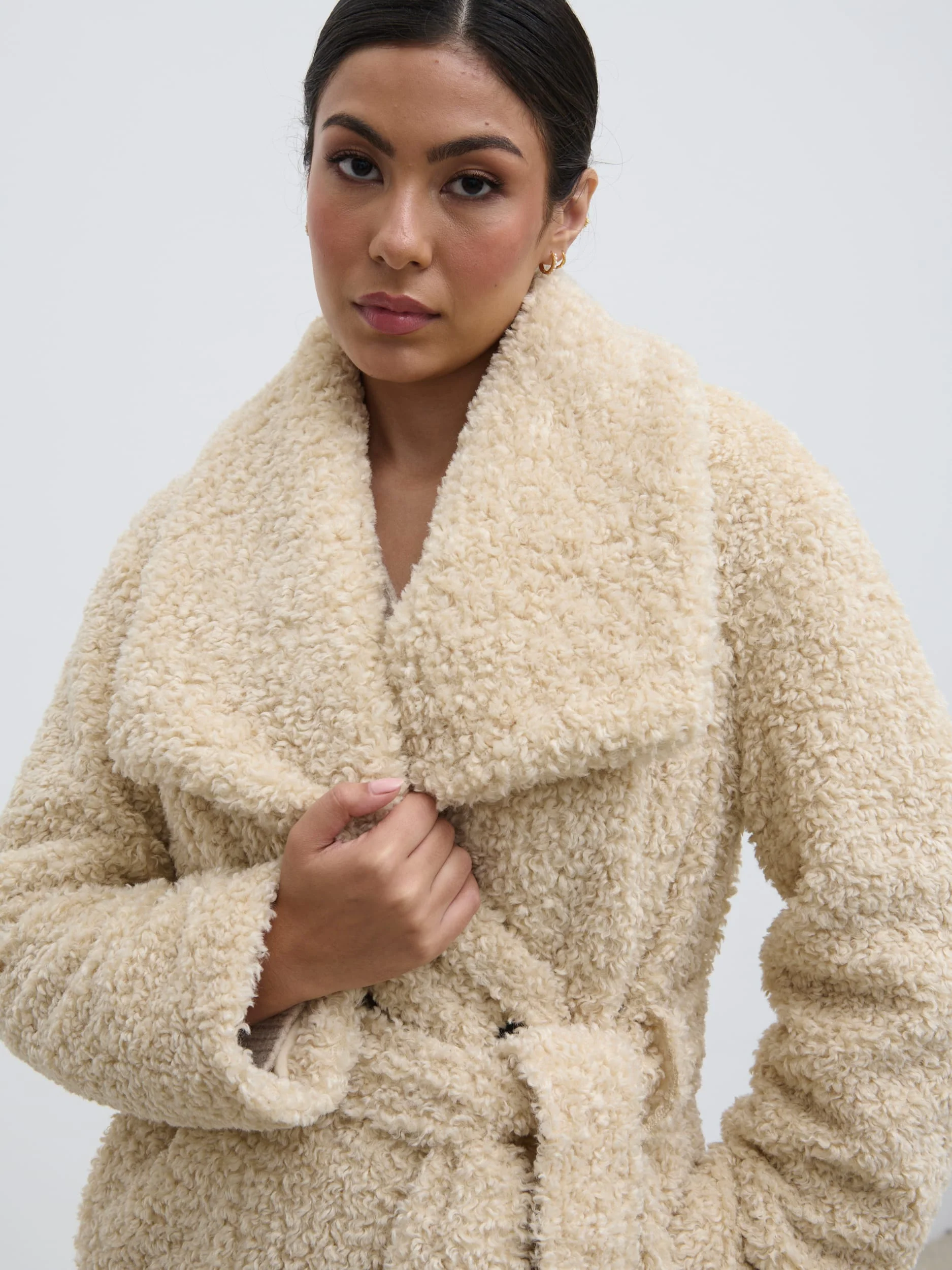 Mahli Shaggy Texture Robe Coat - Neutral - Image 6
