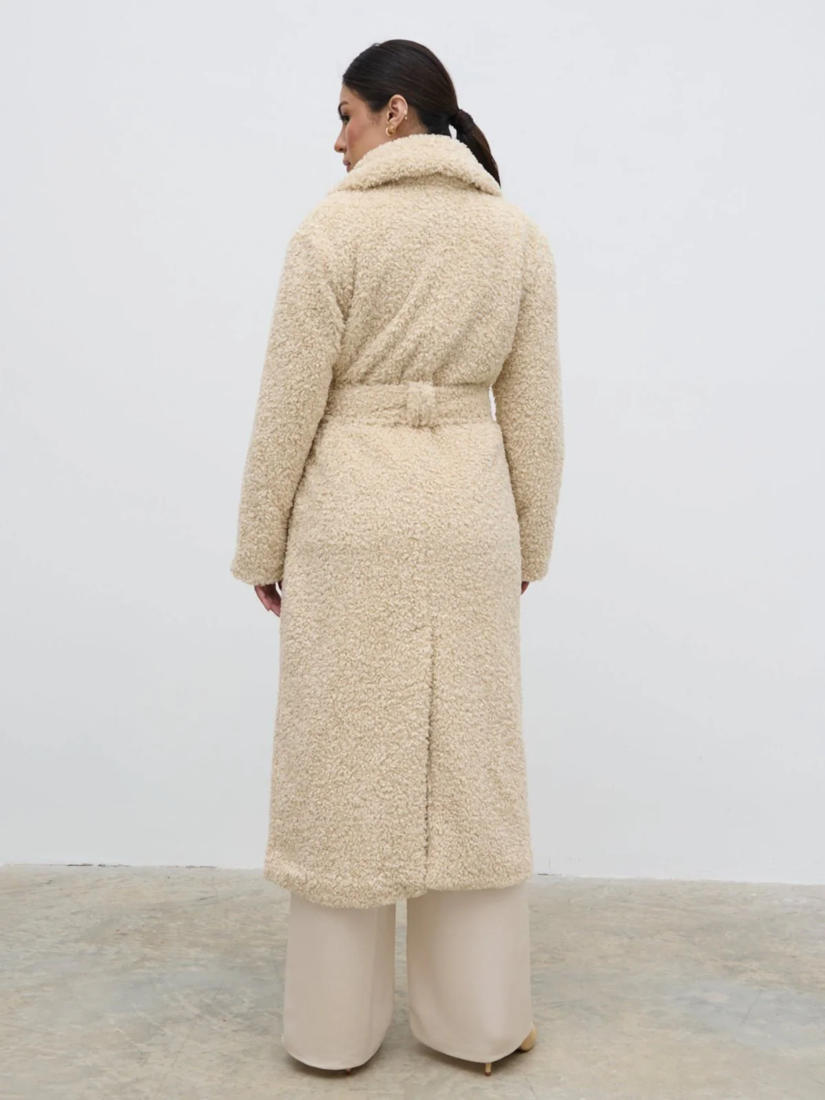 Mahli Shaggy Texture Robe Coat - Neutral - Image 7