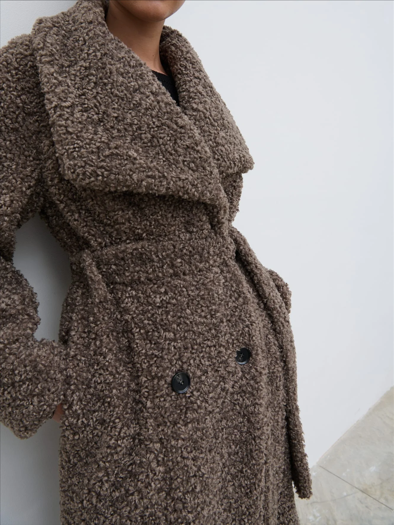 Mahli Shaggy Texture Robe Coat - Taupe - Image 5