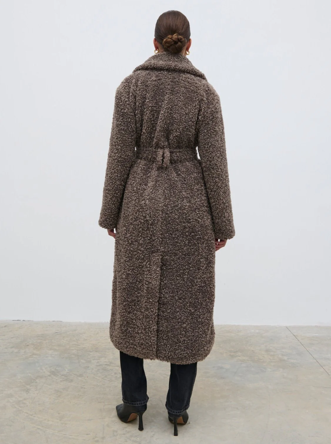 Mahli Shaggy Texture Robe Coat - Taupe - Image 6